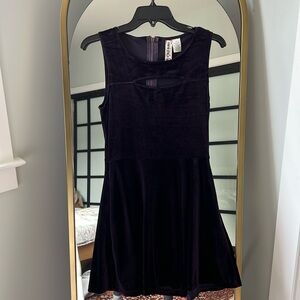Purple velvet mini dress